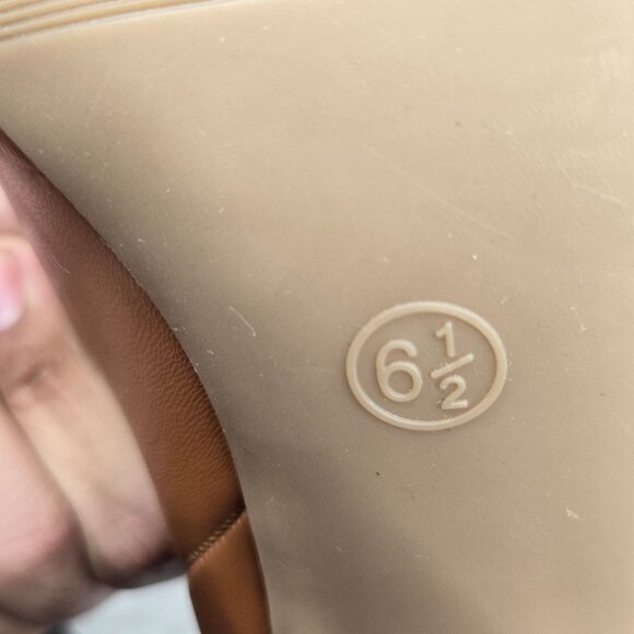 Square Toe Western Ankle Booties 6.5 Brown Block Heel Slip On Mule Shoe Boots - Picture 12 of 12